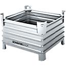 Bac de transport et gerbable Schäfer Shop Select, L 1000 x P 800 x H 605 mm, galvanisé à chaud, charge max. 2000 kg, pieds
