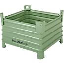 Bac de transport et gerbable Schäfer Shop Select, L 1000 x P 800 x H 605 mm, vert réséda RAL 6011, charge max. 2000 kg, pieds