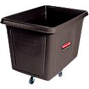Bac de transport Rubbermaid Cube Truck, 0,23 m³, jusqu'à 136 kg, avec roulettes, noir