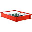 Bac gerbable série 14/6-2F, en polypropylène, avec poignée encastrée, capacité 8 L, rouge