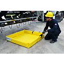 Bac pliable pour petits récipients, capacité 125 l, parois en mousse, empilable, L 900 x P 900 x H 150 mm, PVC, jaune