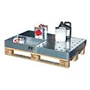 Bac pour petits récipients Bauer KGW-P 3/M, volume 71 l, jusqu'à 200 kg, avec grille en tôle perforée, L 1200 x P 800 x H 100 mm, acier galvanisé