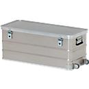 Bac rectangulaire avec roues, coloris alu, 105 L