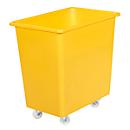 Bac rectangulaire, plastique, mobile, 135 L, jaune