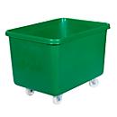 Bac rectangulaire, plastique, mobile, 340 L, vert