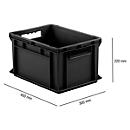 Bak in EURO-maat EF 4220, geleidend PP, L 400 x B 300 x H 220 mm, 20,4 liter, open handgrepen, zwart