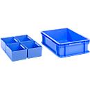 Bakken in euroformaat, set, 1 bakt in euroformaat EF 4120, zonder deksel + 4 inzetbakken EK 4041