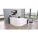 Balie Faro, 90° hoek, , 3 elementen, met adviestafel, melamine geco, melamine gecoat, ABS randen, B 2320 x D 1970 x 1120 mm, wit/antraciet