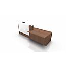 Balie Spezia, opbergplek, links, B 3060 x D 1125 x H 1130 mm, Canaletto-noot/wit