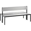 Banc Basic Plus, 2 côtés, dossier, sans porte-chaussures, châssis 4 pieds gris noir RAL 7021, L 1500 mm, chêne Ser.