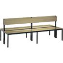 Banc Basic Plus, 2 côtés, dossier, sans porte-chaussures, châssis 4 pieds gris noir RAL 7021, L 1960 mm, chêne Ser.