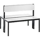 Banc Basic Plus, 2 côtés, dossier, sans porte-chaussures, châssis 4 pieds noir-gris RAL 7021, L 1000 mm, décor blanc