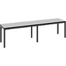 Banc de vestiaire Basic Plus, pour locaux humides, sans dossier, piétement à 6 branches gris noir RAL 7021, sans grille à chaussures, L 1500 mm, décor gris argenté