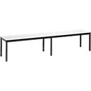 Banc de vestiaire Basic Plus, pour locaux humides, sans dossier, piétement à 6 branches gris noir RAL 7021, sans grille à chaussures, L 1960 mm, décor blanc