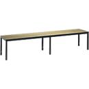 Banc de vestiaire Basic Plus, pour locaux humides, sans dossier, piétement à 6 branches gris noir RAL 7021, sans grille à chaussures, L 1960 mm, décor chêne Serrano