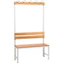 Banc de vestiaire - L 1000 x P 300 x H 1700 mm - dossier et 5 crochets