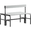 Banc de vestiaires, fil en inox/alu, double avec dossier, L 1015 mm, anthracite