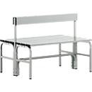 Banc de vestiaires, fil en inox/alu, double avec dossier, L 1015 mm, gris clair