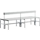 Banc de vestiaires, fil en inox/alu, double avec dossier, L 2000 mm, alu blanc