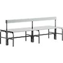 Banc de vestiaires, fil en inox/alu, double avec dossier, L 2000 mm, anthracite