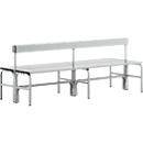 Banc de vestiaires, fil en inox/alu, double avec dossier, L 2000 mm, gris clair