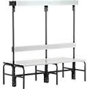 Banc de vestiaires, fil en inox/alu, double avec portemanteaux, L 1500 mm, anthracite