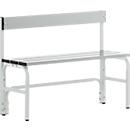 Banc de vestiaires, fil en inox/alu, simple avec dossier, L 1015 mm, gris clair