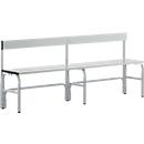 Banc de vestiaires, fil en inox/alu, simple avec dossier, L 1500 mm, alu blanc