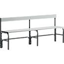 Banc de vestiaires, fil en inox/alu, simple avec dossier, L 1500 mm, anthracite