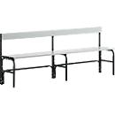 Banc de vestiaires, fil en inox/alu, simple avec dossier, L 2000 mm, anthracite