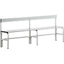 Banc de vestiaires, fil en inox/alu, simple avec dossier, L 2000 mm, gris clair