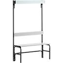 Banc de vestiaires, fil en inox/alu, simple avec portemanteaux, L 1015 mm, anthracite