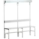 Banc de vestiaires, fil en inox/alu, simple avec portemanteaux, L 1500 mm, gris clair