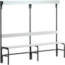Banc de vestiaires, fil en inox/alu, simple avec portemanteaux, L 2000 mm, anthracite