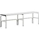 Banc de vestiaires, fils en acier/alu, simple, 1500 mm de long, gris clair