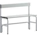 Banc de vestiaires, fils en acier/alu, simple avec dossier, 1015 mm de long, alu blanc