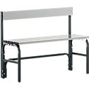 Banc de vestiaires, fils en acier/alu, simple avec dossier, 1015 mm de long, anthracite