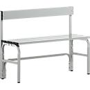 Banc de vestiaires, fils en acier/alu, simple avec dossier, 1015 mm de long, gris clair