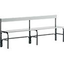 Banc de vestiaires, fils en acier/alu, simple avec dossier, 2000 mm de long, anthracite