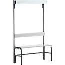 Banc de vestiaires, fils en acier/alu, simple avec portemanteaux, 1015 mm de long, anthracite