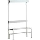 Banc de vestiaires, fils en acier/alu, simple avec portemanteaux, 1015 mm de long, gris clair