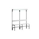 Banc de vestiaires, fils en acier/alu, simple avec portemanteaux, 1500 mm de long, anthracite