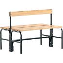 Banc de vestiaires, fils en acier/bois, double, avec dossier, L 1015 mm, anthracite