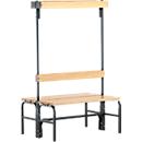 Banc de vestiaires, fils en acier/bois, double, avec portemanteaux, L 1015 mm, anthracite