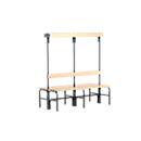 Banc de vestiaires, fils en acier/bois, double, avec portemanteaux, L 1500 mm, anthracite