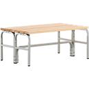 Banc de vestiaires, fils en acier/bois, double, L 1015 mm, gris clair