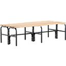 Banc de vestiaires, fils en acier/bois, double, L 1500 mm, anthracite