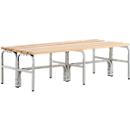 Banc de vestiaires, fils en acier/bois, double, L 1500 mm, gris clair