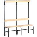 Banc de vestiaires, fils en acier/bois, simple, avec portemanteaux, L 1500 mm, anthracite