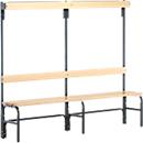 Banc de vestiaires, fils en acier/bois, simple, avec portemanteaux, L 2000 mm, anthracite